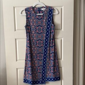 Calvin Klein Collection Blue and Pink Patterned Mini Dress